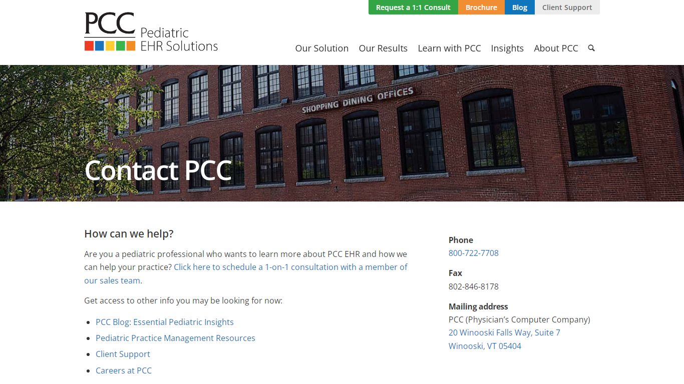 Contact PCC | Physician's Computer Company