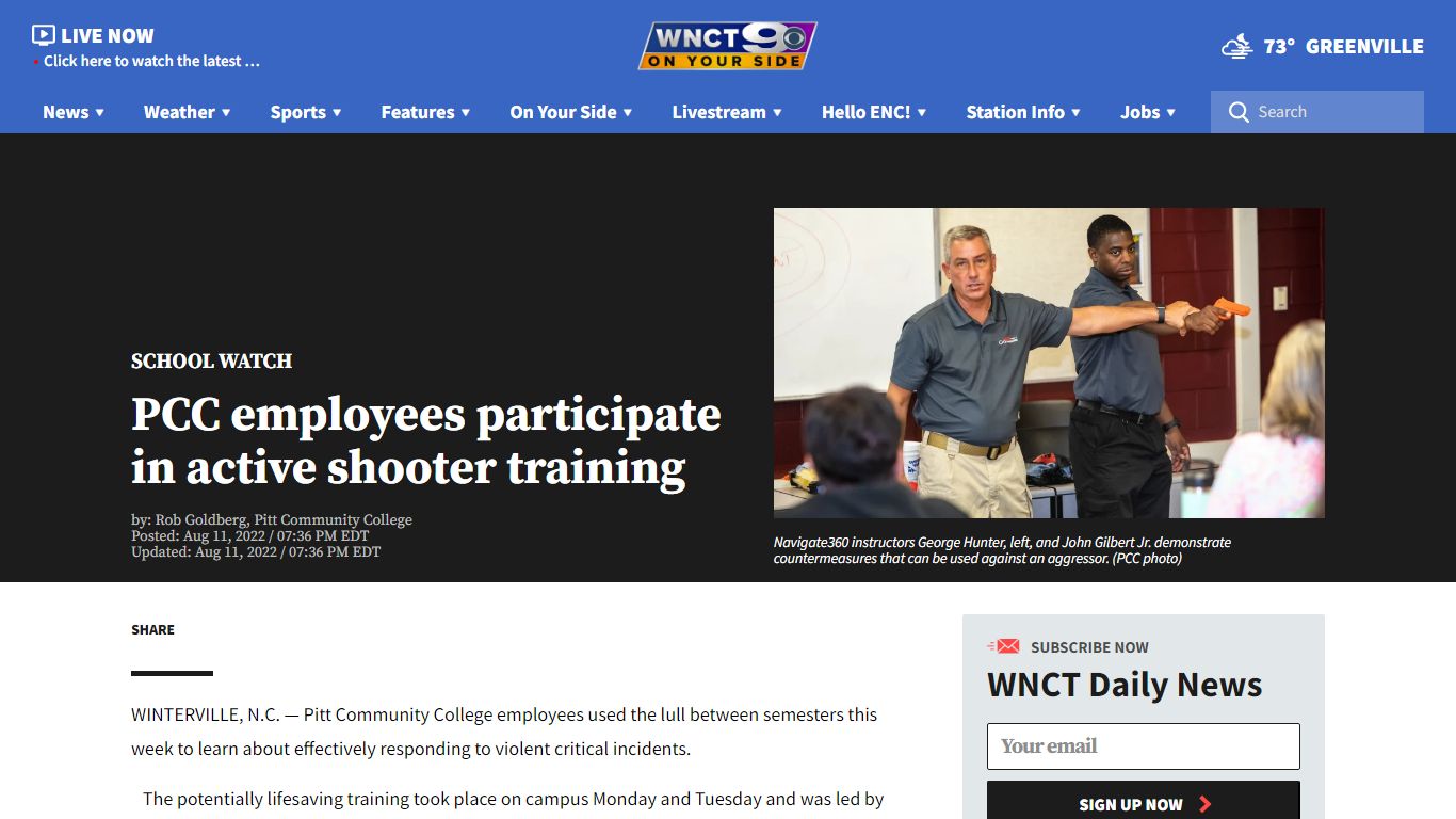 PCC employees participate in active shooter training | WNCT